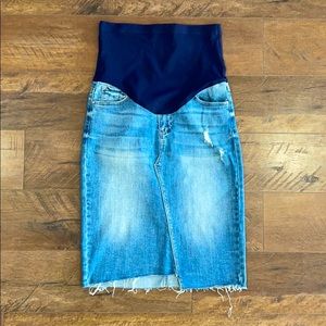 Maternity Distressed Denim Skirt